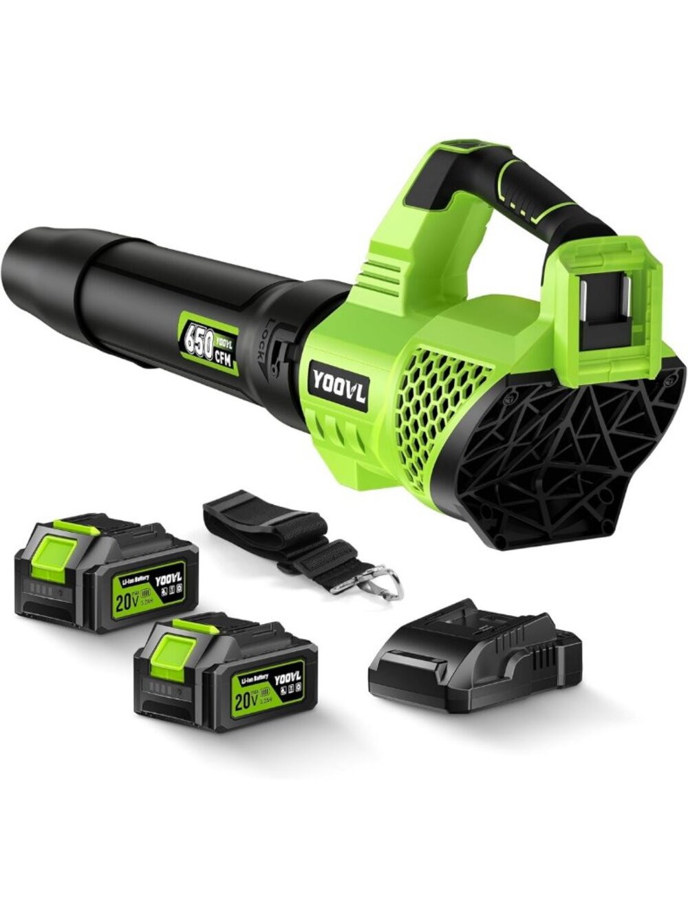 Cordless Leaf Blower 650CFM - 3 Speed Modes, 2 Batteries & Charger, Lawn Care